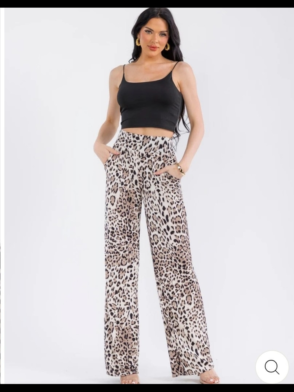 Leopard Print Wide-Leg Pants - Neutral